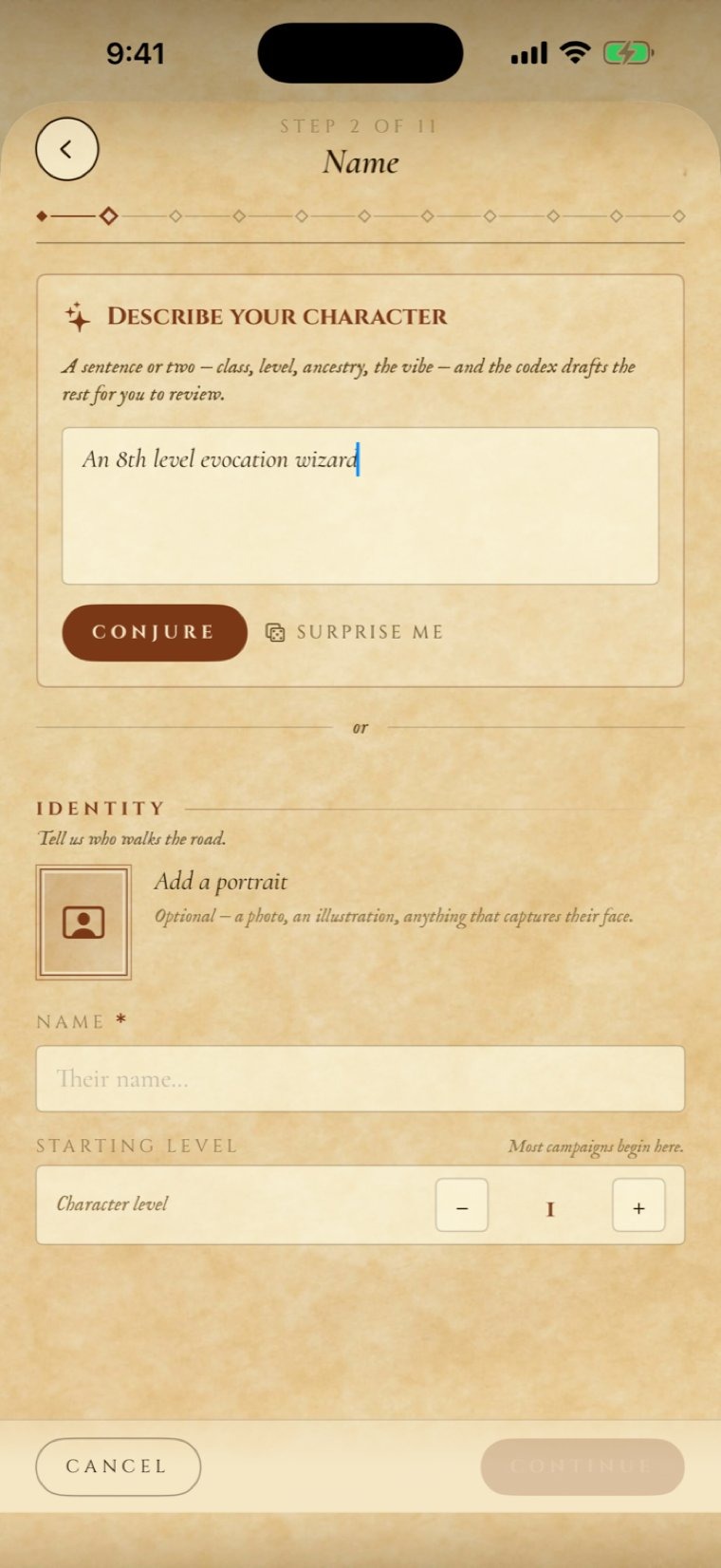 Choosing a ruleset during character creation