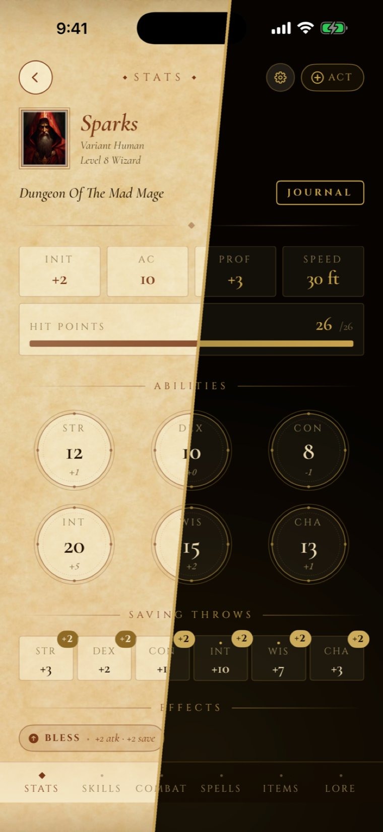 Light and dark themes